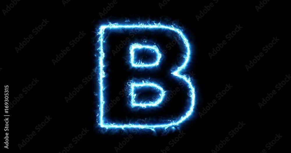 Electric lightning letter B on black background in 4k Electric lightning letter B on black background in 4k