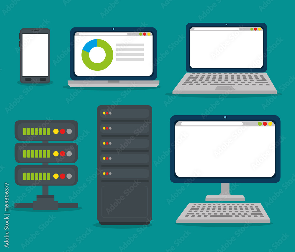 Computer laptop and smartphone of Cloud computing and services theme Vector illustration Computer laptop and smartphone of Cloud computing and services theme Vector illustration