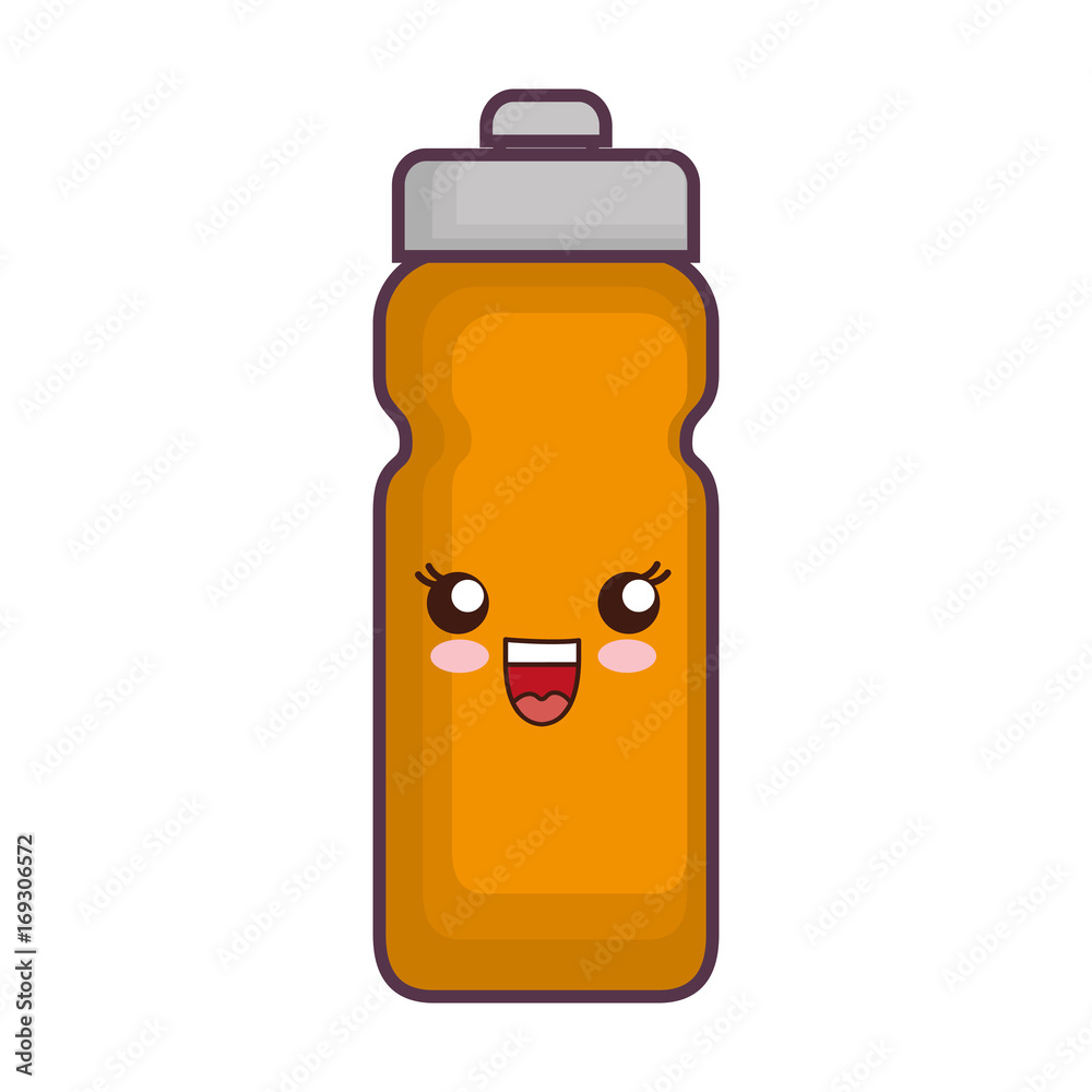 kawaii water bottle icon over white background vector illustration kawaii water bottle icon over white background vector illustration