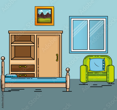 Chairand bed of Home and furniture theme Vector illustration photo