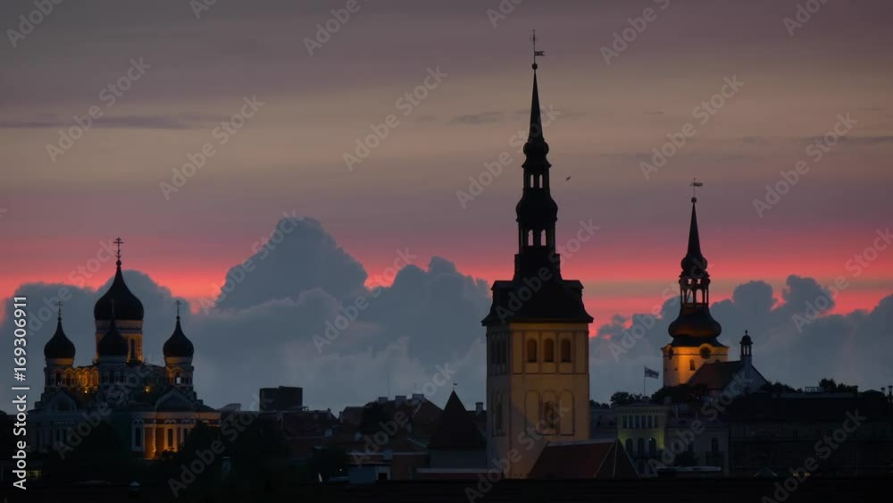 Tallinn, Estonia. Sunset view of Tallinn old town Tallinn, Estonia. Sunset view of Tallinn old town