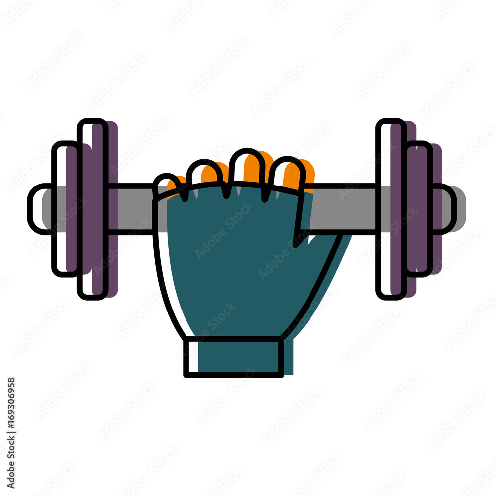 hand with dumbbells icon over white background vector illustration hand with dumbbells icon over white background vector illustration