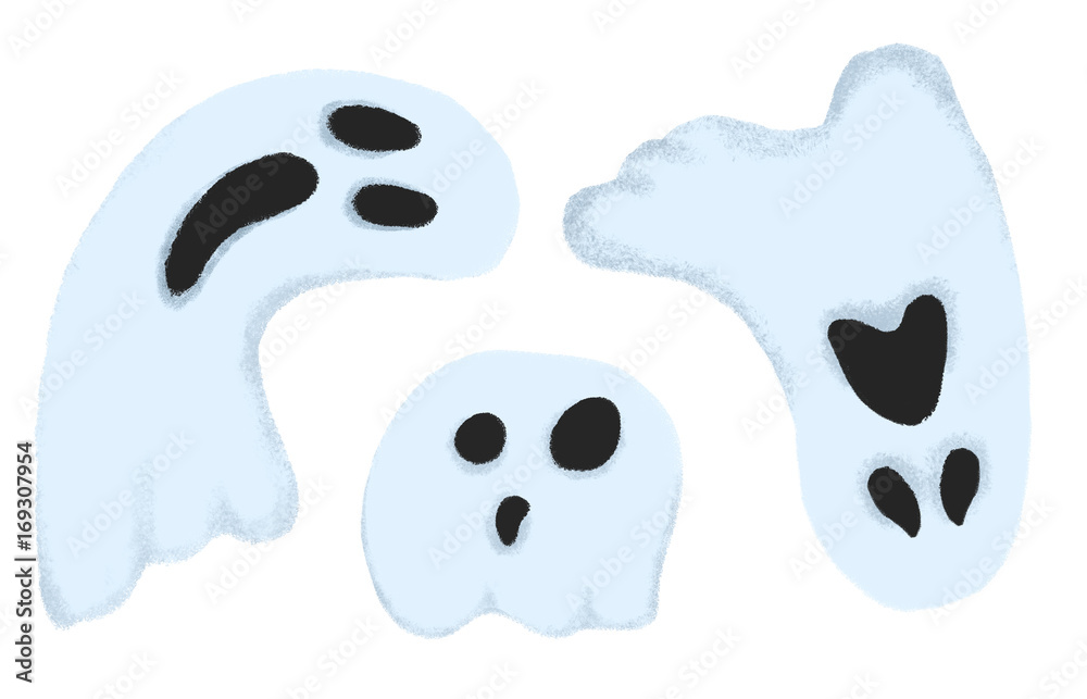 Set of hand drawn Halloween ghosts Set of hand drawn Halloween ghosts