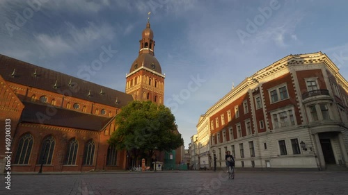 Dome Square and Riga Cathedral at the historical center of the old town of Riga, Latvia