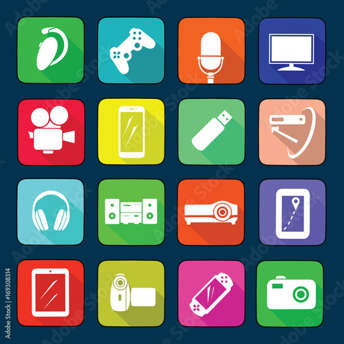Electronic icons set