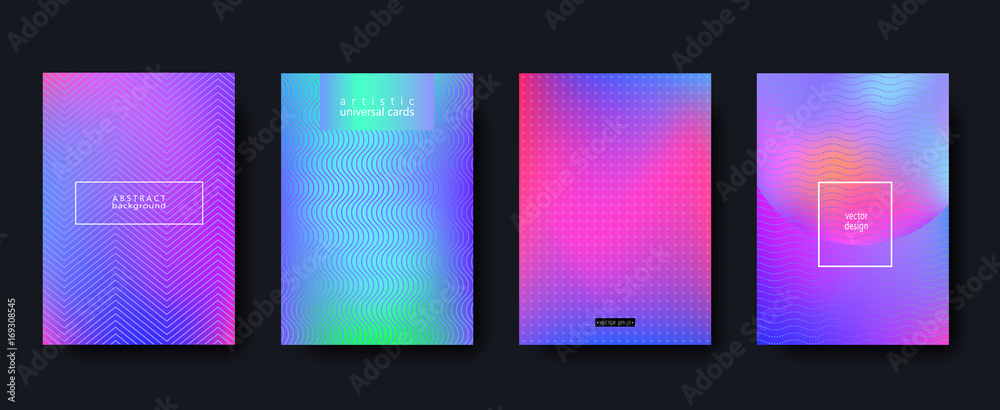 Minimal covers set. Future geometric design. Vector template for banners, placards, poster, pop art flyers, presentations and annual reports. Hipster style, minimalist. Size A4. 