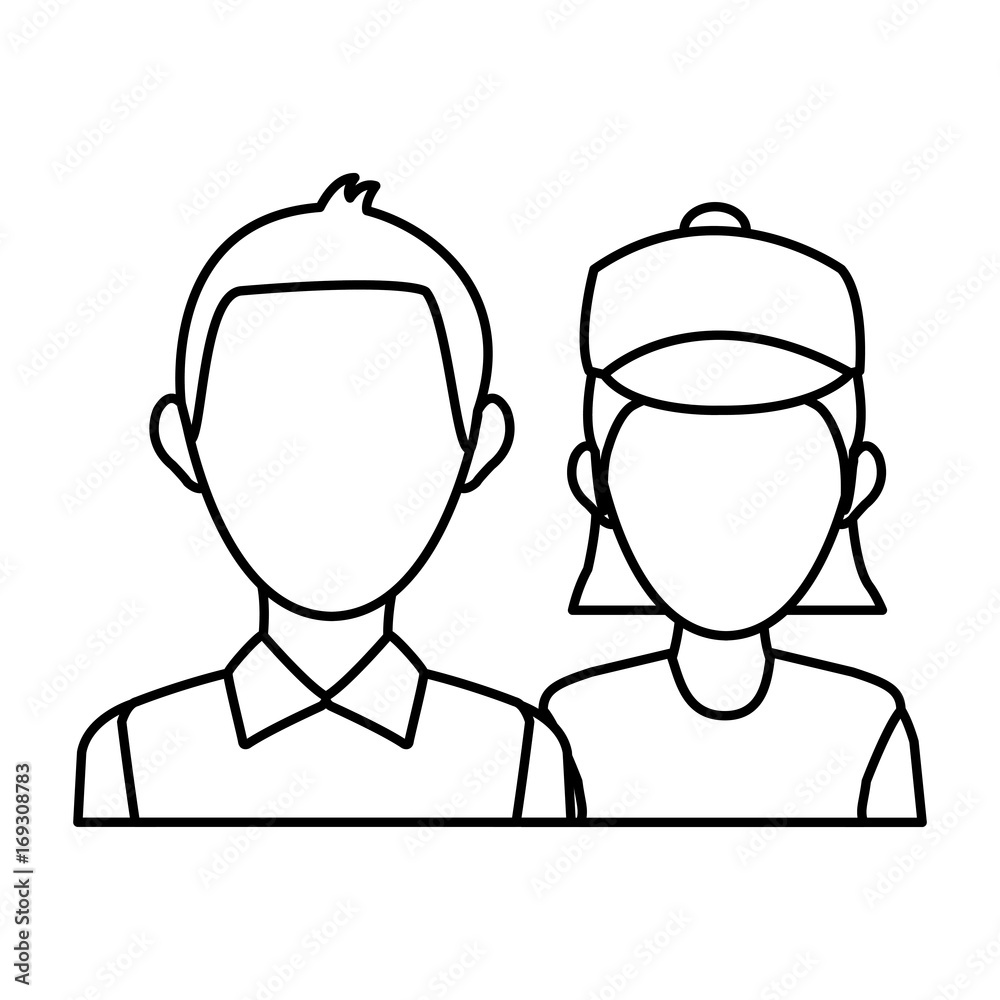 delivery man and woman portrait people worker vector illustration delivery man and woman portrait people worker vector illustration