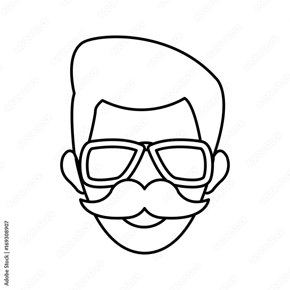 man face character people contour image vector illustration