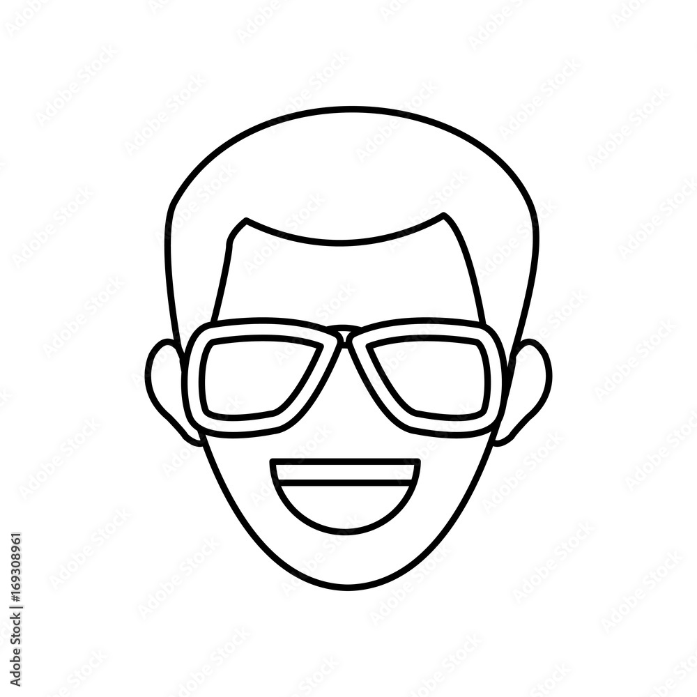 man face character people contour image vector illustration