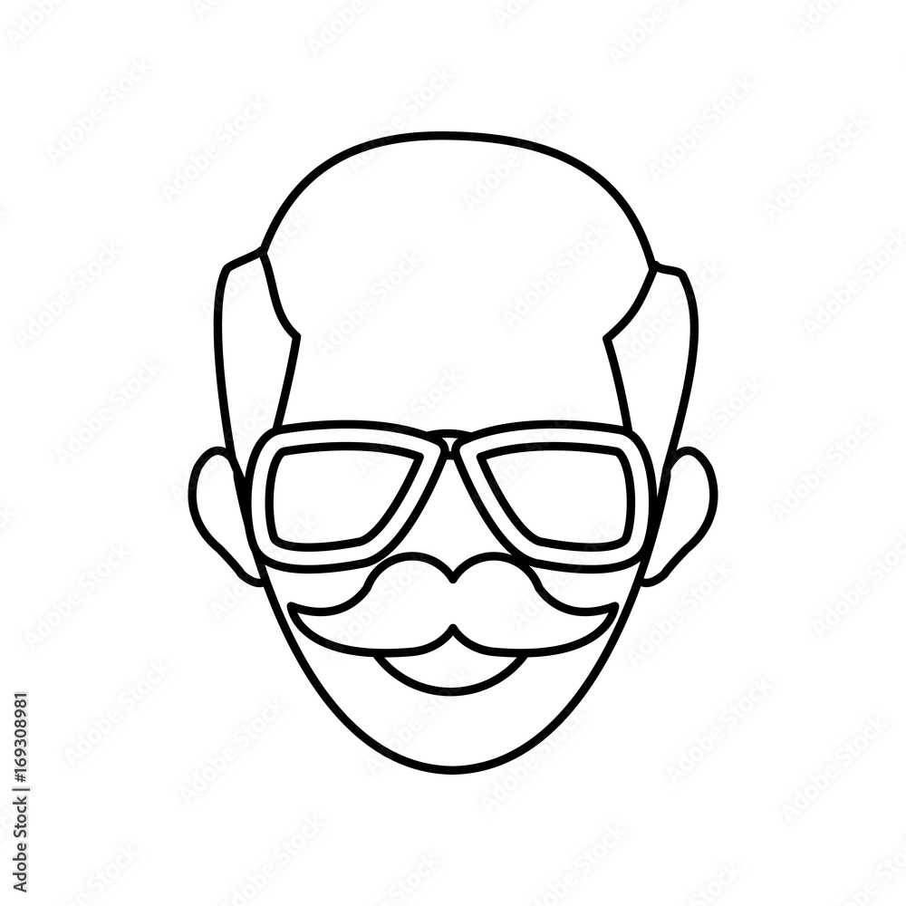 man face character people contour image vector illustration