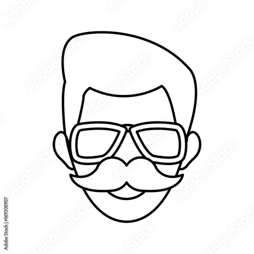 man face character people contour image vector illustration