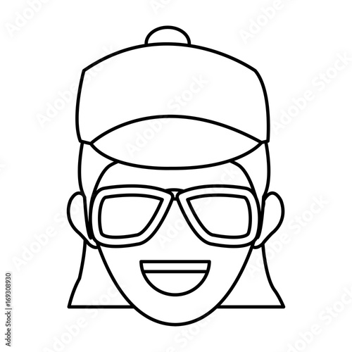 character woman head person image contour vector illustration