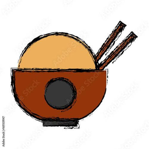 bowl with japanese food icon over white background vector illustration © djvstock