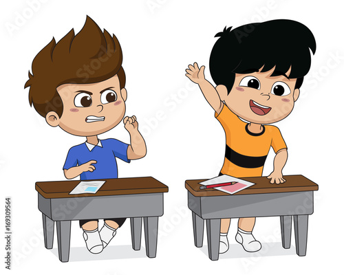 The children are fighting to answer the question.