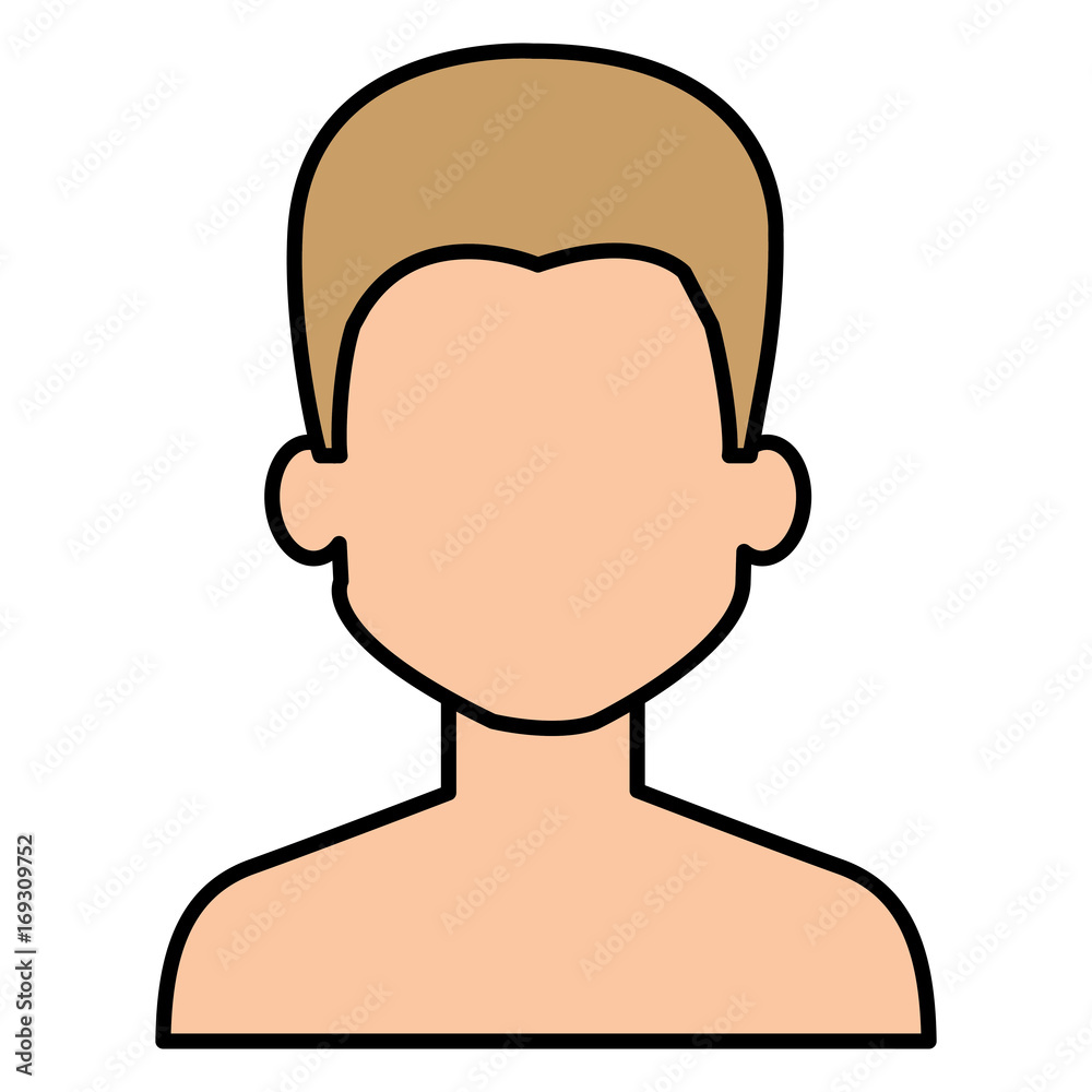 young man shirtless avatar character vector illustration design