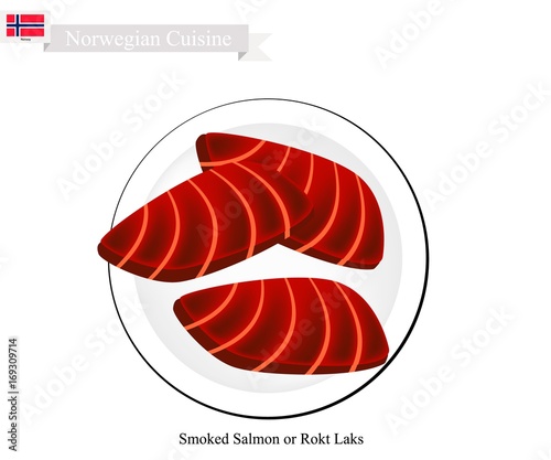 Rokt Laks or Smoked Salmon, A Popular Food in Norway photo