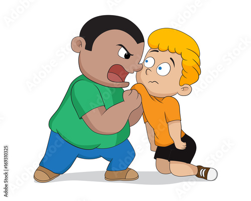 Naughty kids bullying the weak.