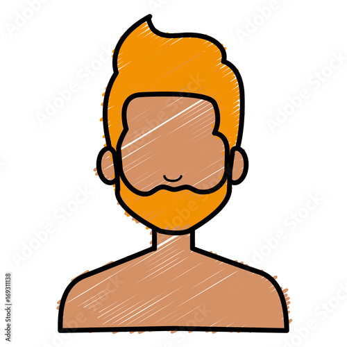 young man shirtless avatar character vector illustration design