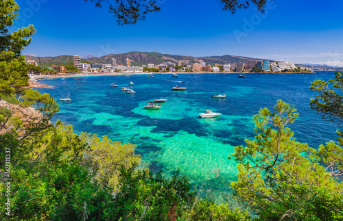 Spain Majorca coast bay of Magaluf beach photo