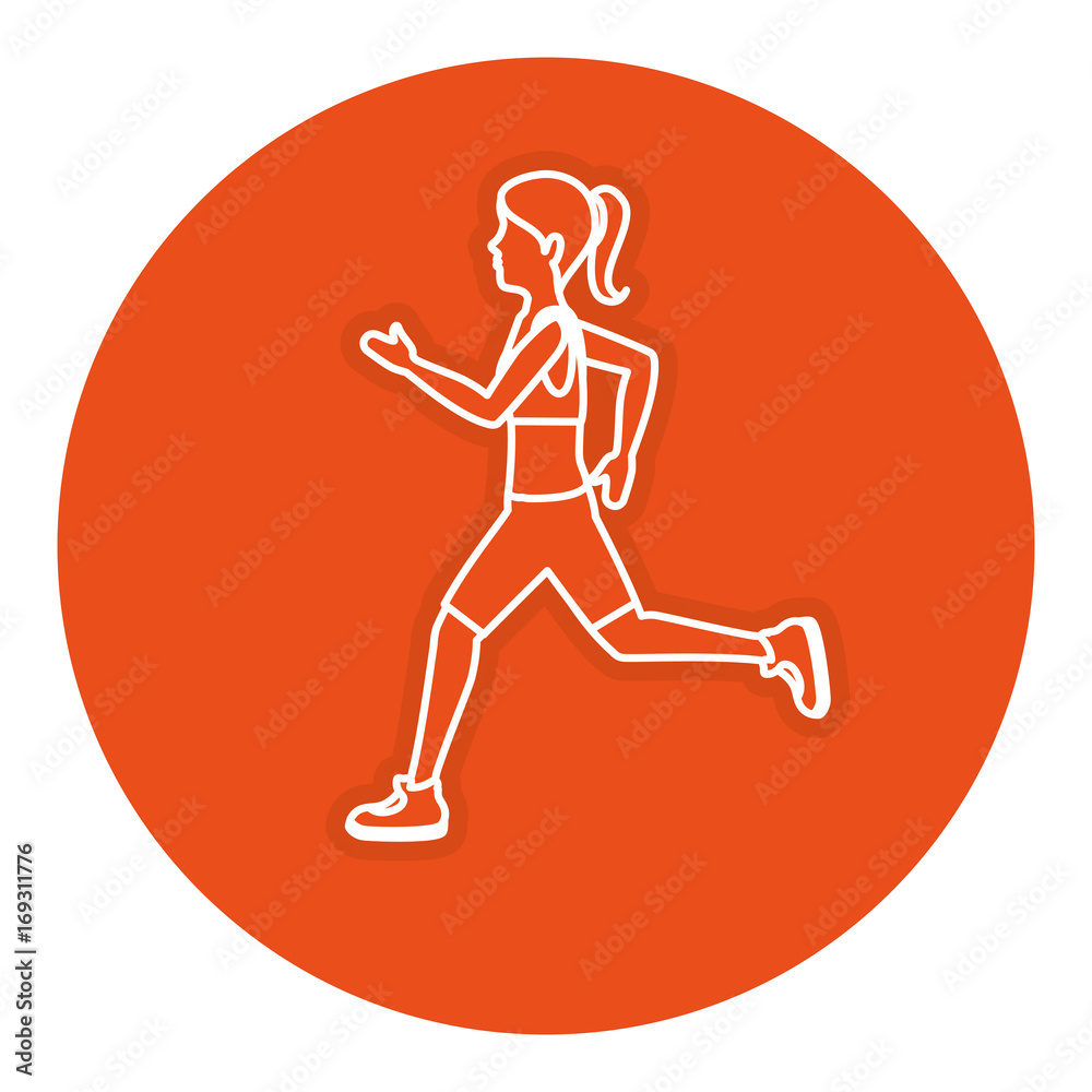 Athlete woman running character vector illustration design