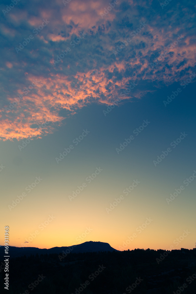 sunrise on the Sainte-Victoire mountain, near Aix-en-Provence, which inspired the painter Paul Cézanne
