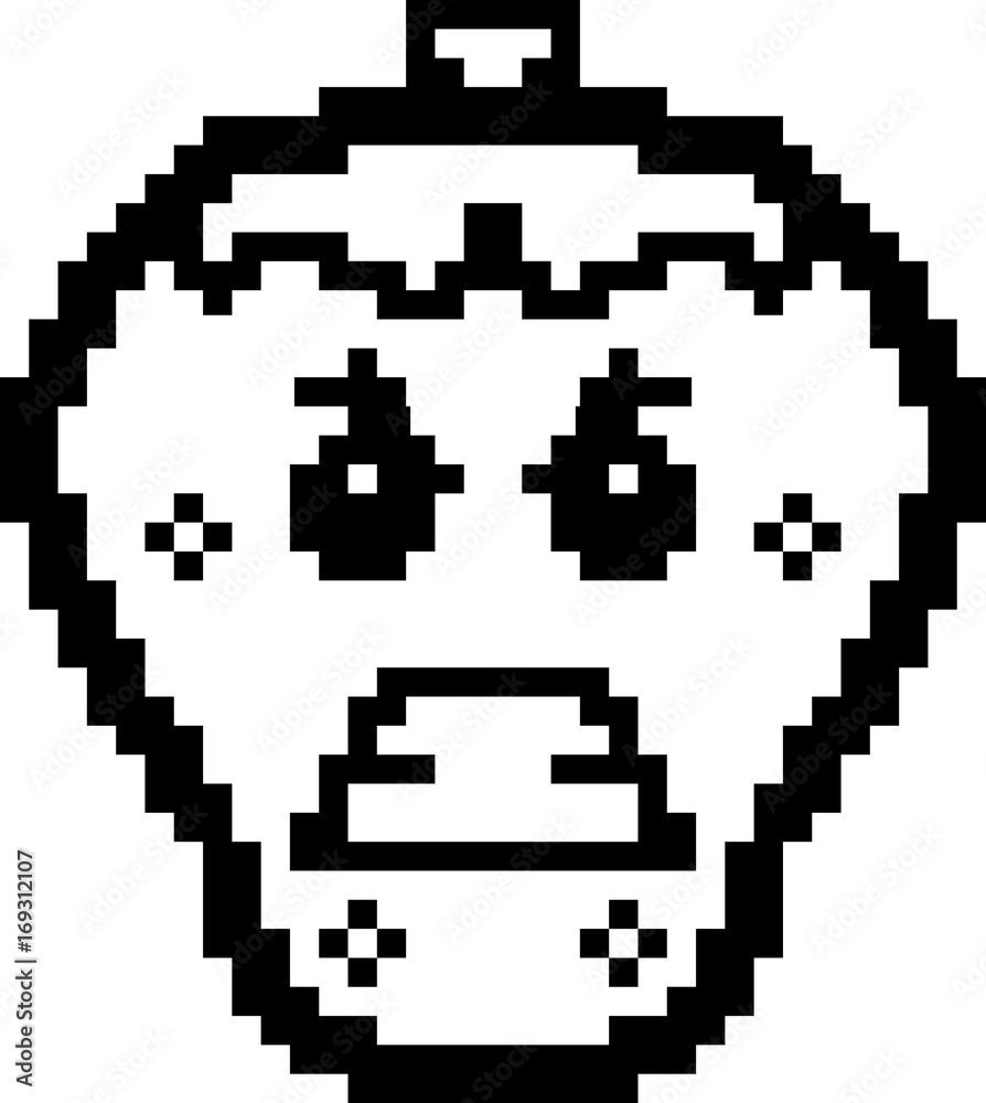 Angry 8-Bit Cartoon Strawberry