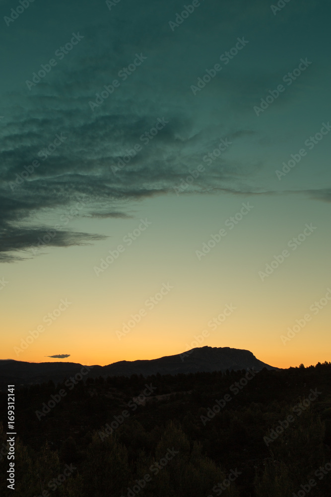 sunrise on the Sainte-Victoire mountain, near Aix-en-Provence, which inspired the painter Paul Cézanne
