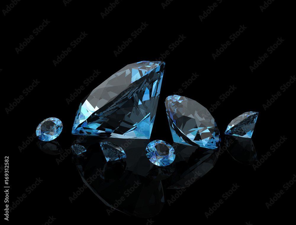Aquamarine on black background.3D illustration Aquamarine on black background.3D illustration