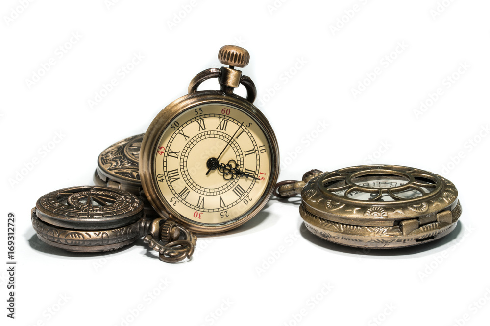 Antique Engraved Watch Isolated On White Background Antique Engraved Watch Isolated On White Background