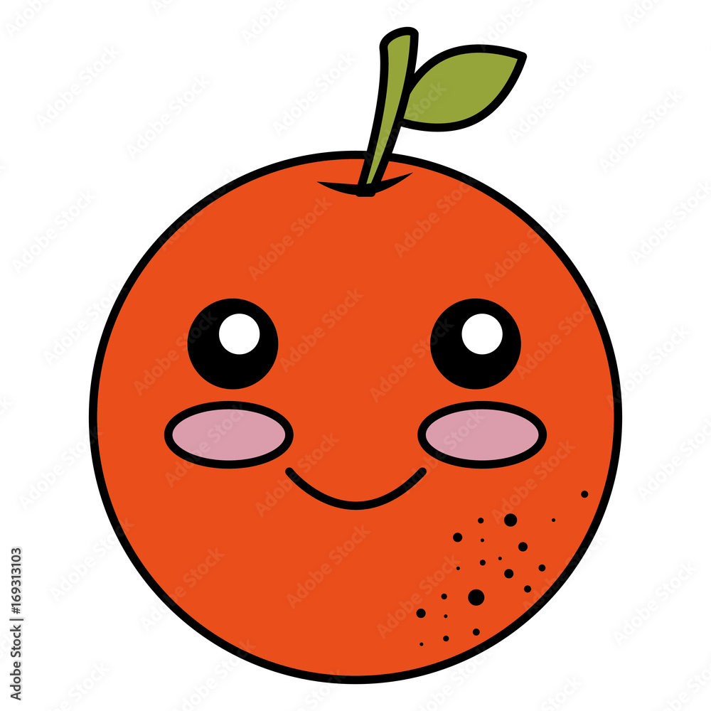 Obraz premium orange citrus fruit kawaii character vector illustration design