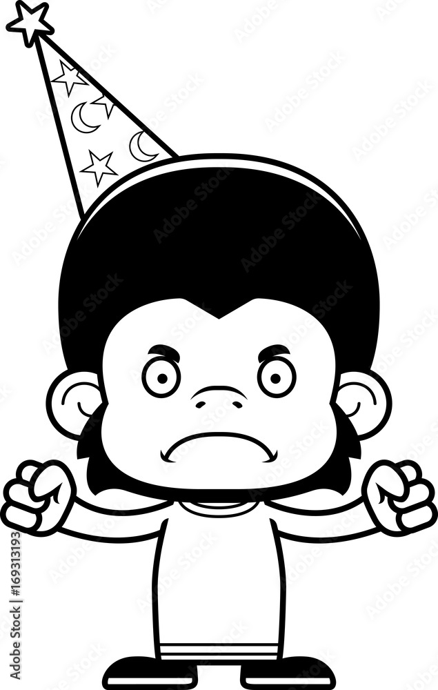 Obraz premium Cartoon Angry Wizard Chimpanzee