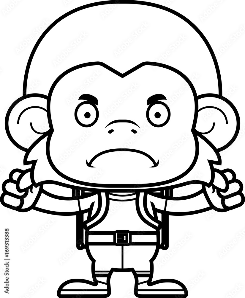 Obraz premium Cartoon Angry Hiker Monkey