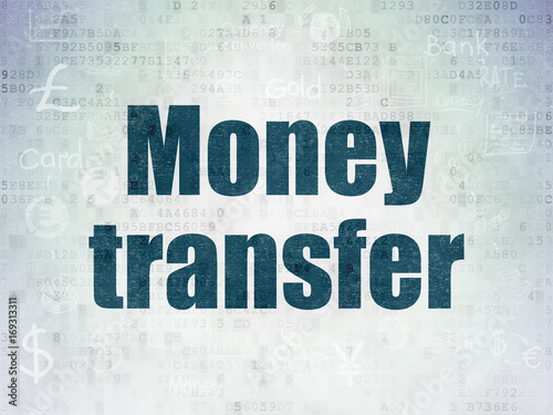 Money concept: Money Transfer on Digital Data Paper background