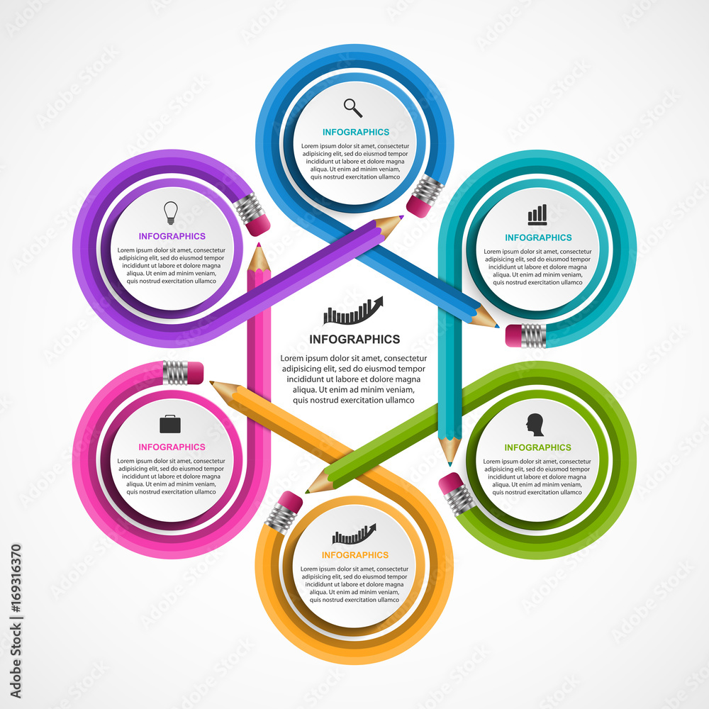 Infographics template with pencil. Can be used for education or business presentations, information banner. Infographics template with pencil. Can be used for education or business presentations, information banner.