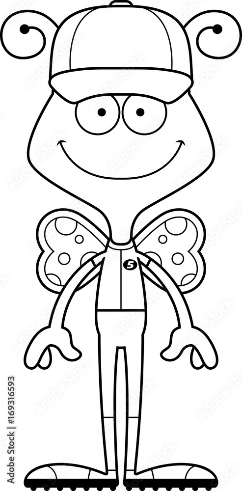 Cartoon Smiling Baseball Player Butterfly Cartoon Smiling Baseball Player Butterfly