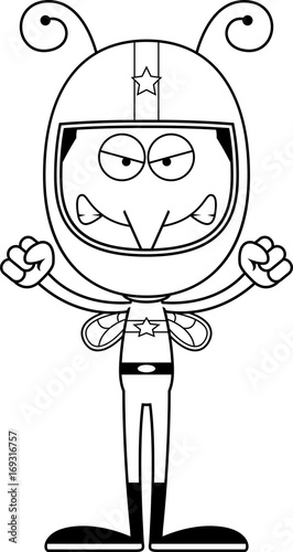 Cartoon Angry Race Car Driver Mosquito