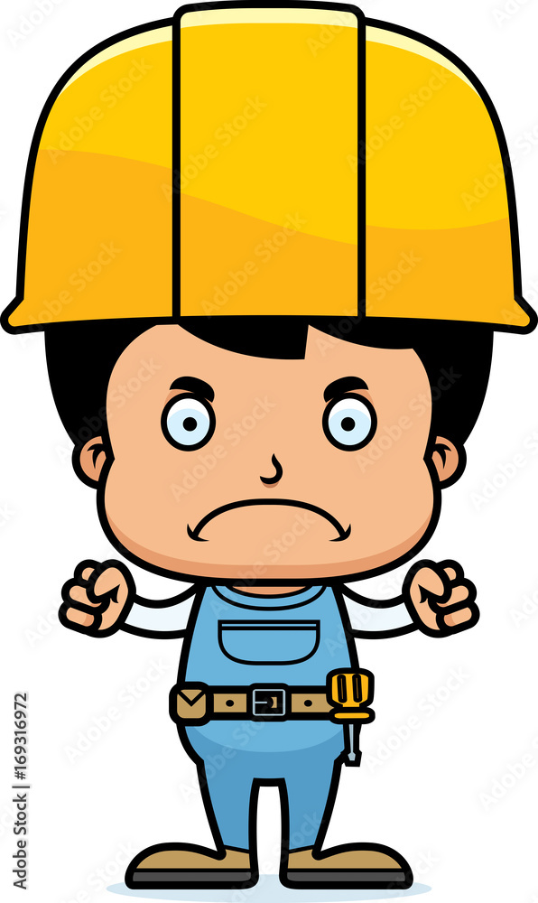 Cartoon Angry Construction Worker Boy Cartoon Angry Construction Worker Boy