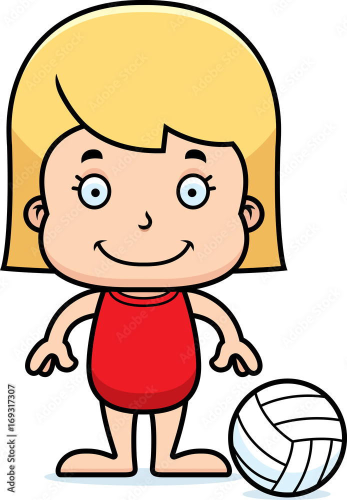 Cartoon Smiling Beach Volleyball Player Girl Cartoon Smiling Beach Volleyball Player Girl