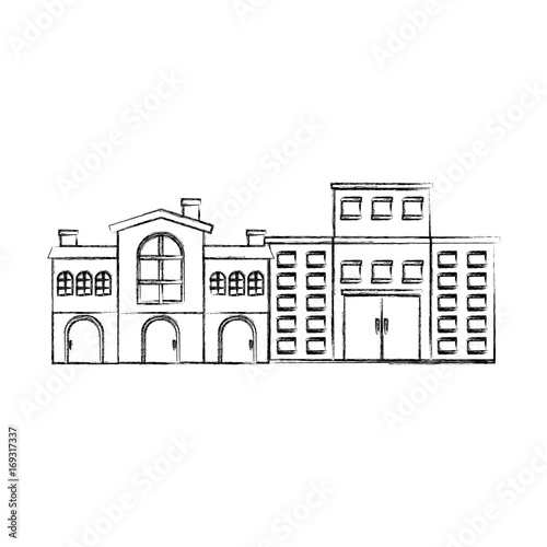 street with buildings icon over white background vector illustration