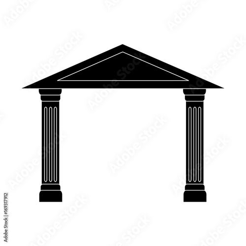 Ancient Roman temple with columns  icon over white background vector illustration