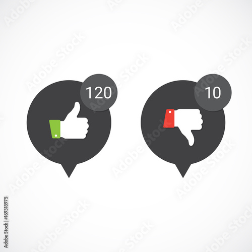 Vector like and dislake icons. Thumbs up and down.