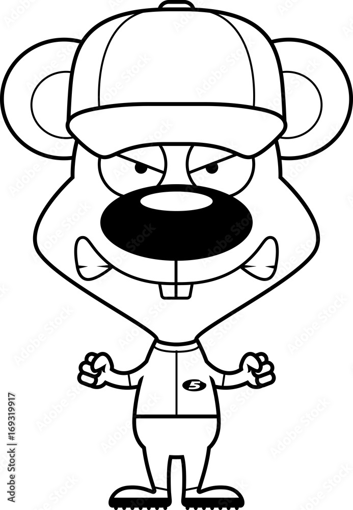 Cartoon Angry Baseball Player Mouse