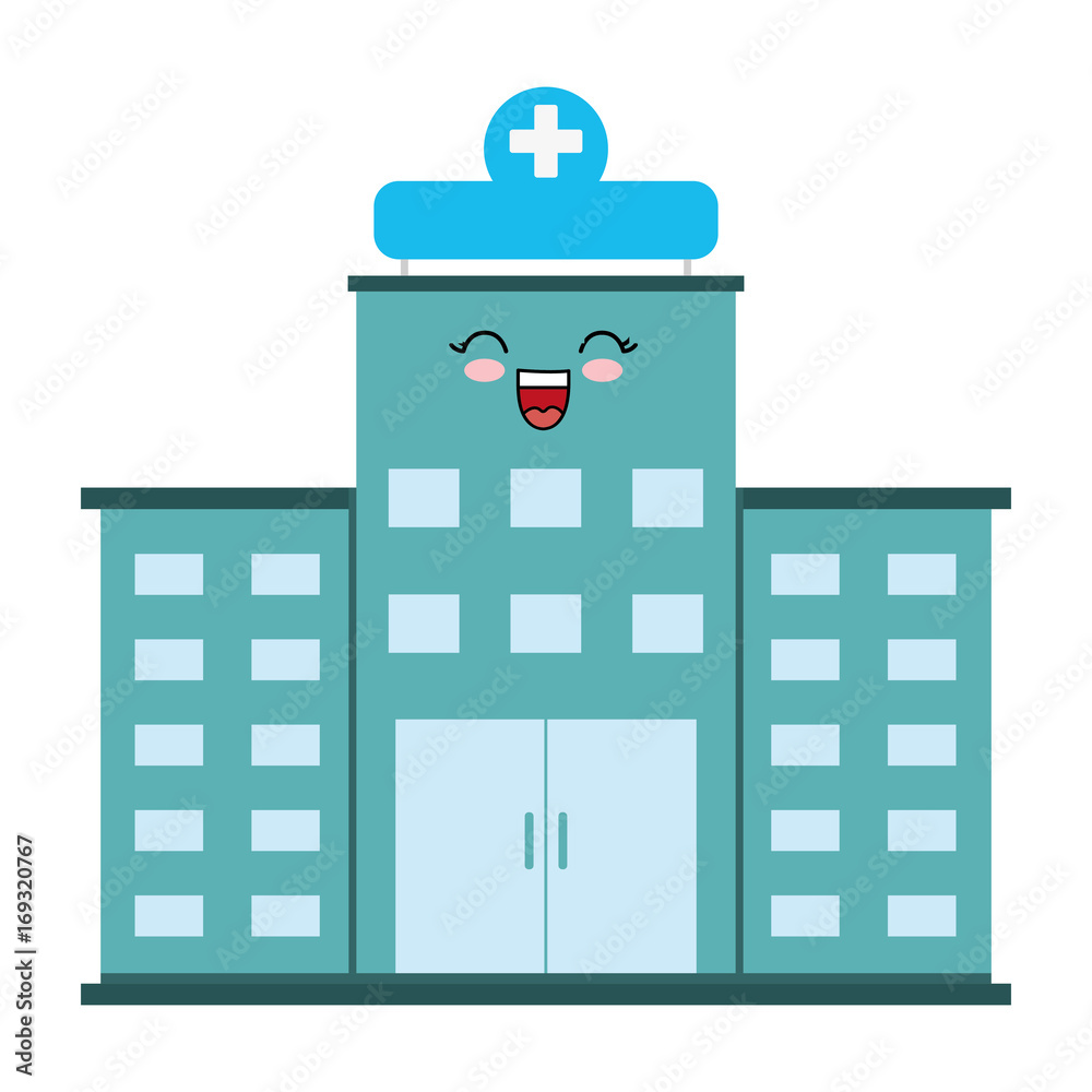 kawaii hospital building icon over white background vector illustration