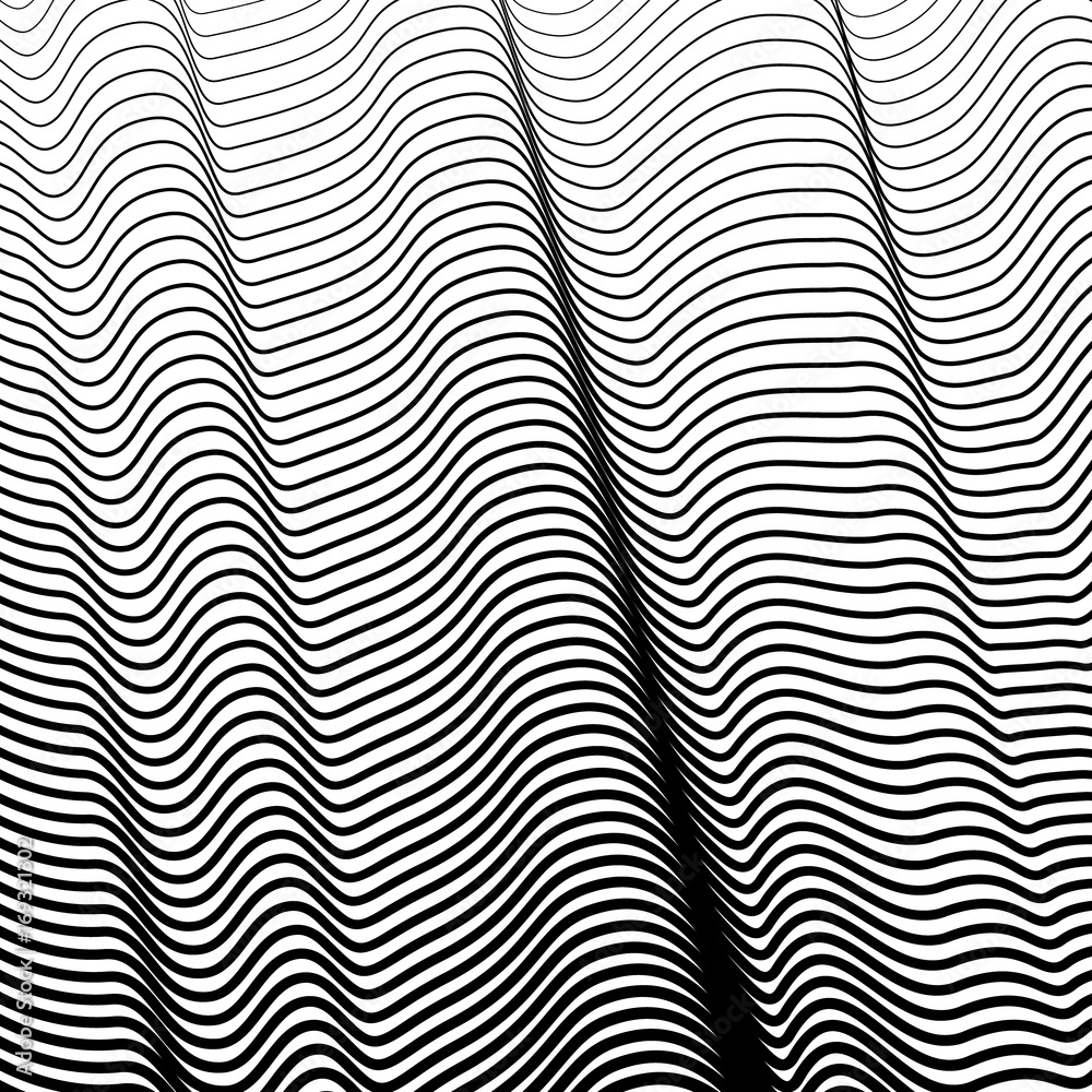 Abstract isolated black and white wavy stripes vector background. 3d optical illusion waves Abstract isolated black and white wavy stripes vector background. 3d optical illusion waves