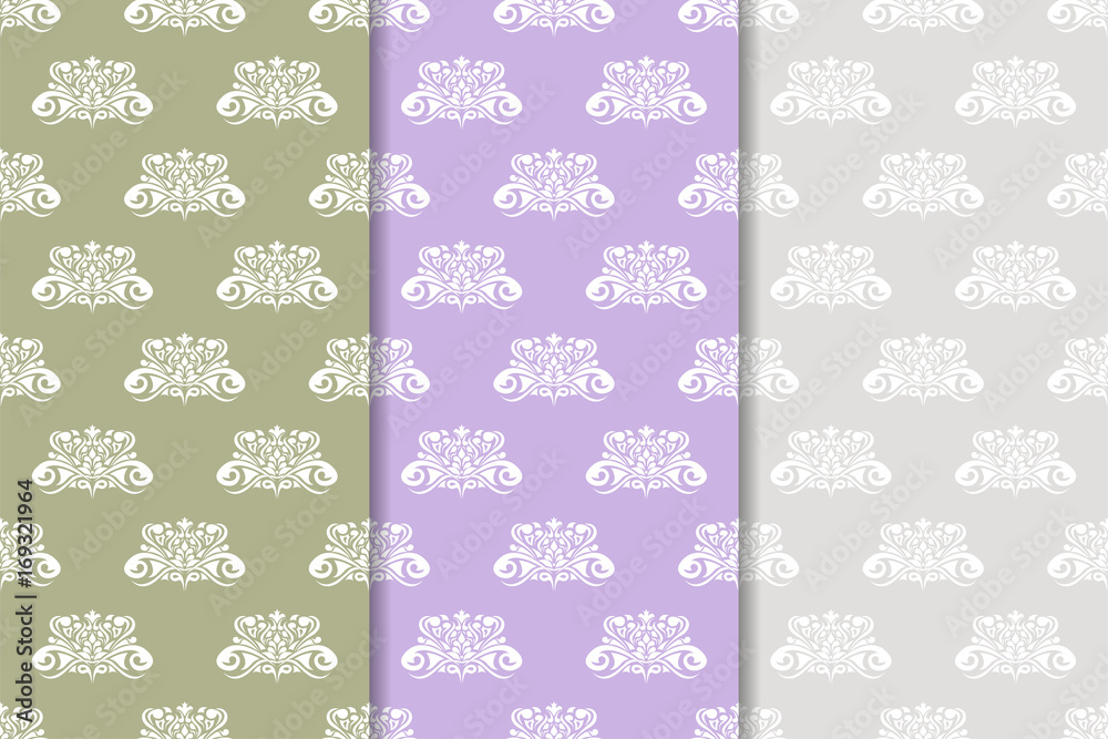 Set of floral ornament. Vertical seamless patterns Set of floral ornament. Vertical seamless patterns
