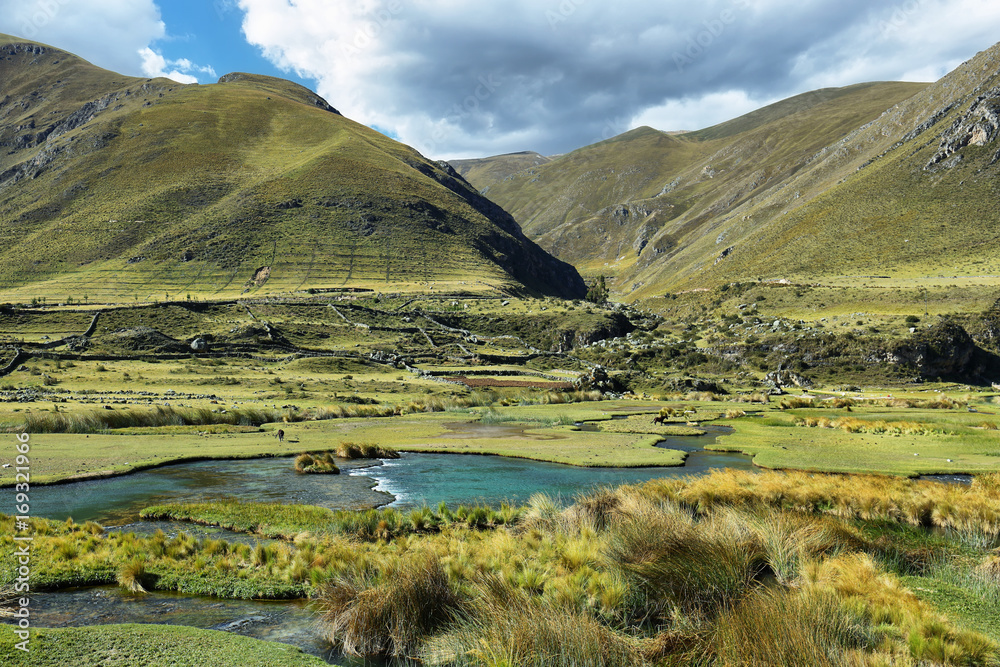 Clear waters of Cañete river near Vilca villag, Peru