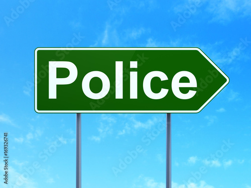 Law concept: Police on road sign background