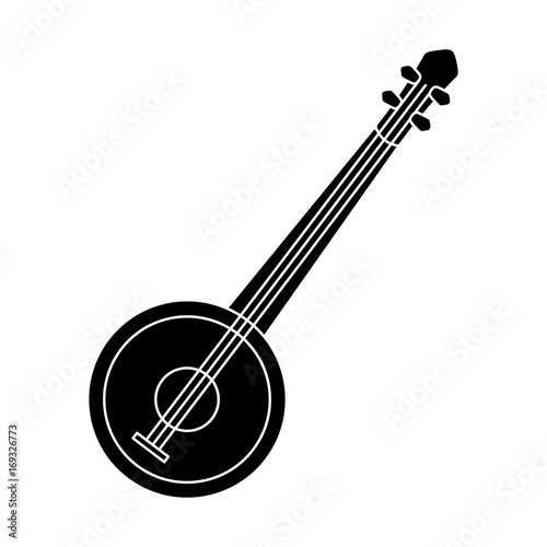 banjo instrument icon over white background vector illustration