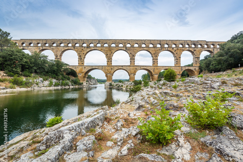 Famous roman bridge Pont du Gard near Avignon city, Provence, France
