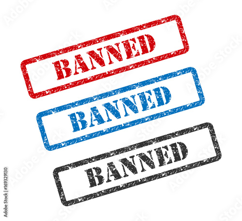 BANNED set rubber stamp isolated on background